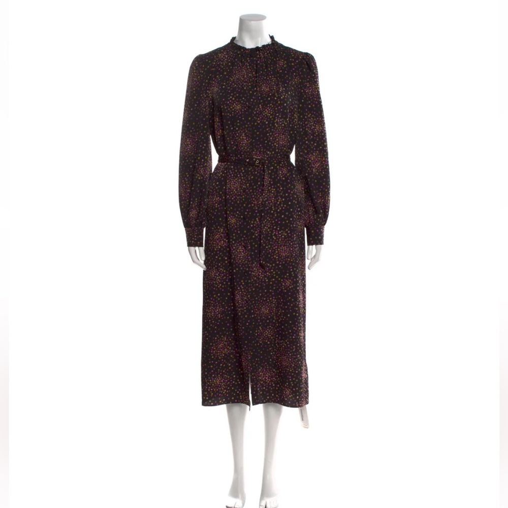 Kate Spade New York Disco Dot Belted Midi Autumn Wedding Guest Long Sleeve dress